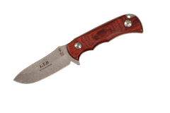 Muela ATB-9R lovecký nôž 8,5 cm, Stonewash, koralové drevo Pakka, kožené puzdro