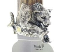 Muela B.F-LEOPARD Big Five zberateľský lovecký nôž 24 cm, leopard, paroh, striebro, zlato, puzdro