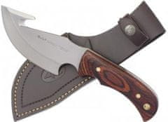 Muela GRIZZLY-12R lovecký nôž s vyvrhovacím hákom 12 cm, drevo Pakka, kožené puzdro