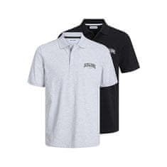 Jack&Jones 2 PACK - pánske polo triko JJEJOSH Standard Fit 12257011 Black/White Melange (Veľkosť S)