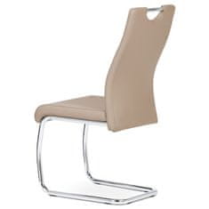 Autronic - Jedálenská stolička, poťah cappuccino ekokoža, kovová pohupová chrómovaná podnož - DCL-418 CAP
