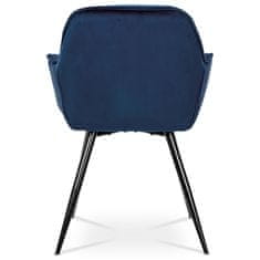 Autronic - Jedálenská stolička, poťah morá zamatová látka, kovová 4nohá podnož, čierny lak - DCH-421 BLUE4