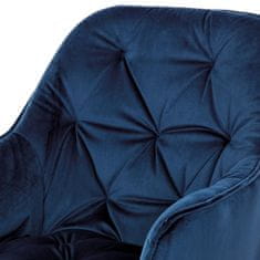 Autronic - Jedálenská stolička, poťah morá zamatová látka, kovová 4nohá podnož, čierny lak - DCH-421 BLUE4