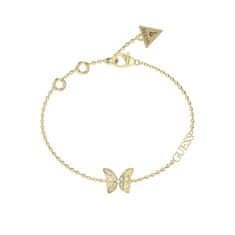 Guess Slušivý pozlátený náramok s motýlikom Chrysalis JUBB04110JWYG (Dĺžka 18,5 cm)