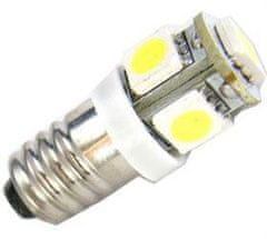 HADEX Žiarovka LED E10 12V / 1W, biela, 6xSMD5050