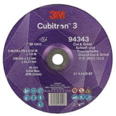 3M 3M Cubitron 3 rezný a brúsny kotúč, 94343, 36+, T27, 230 mm x 4.2 mm x 22.23 mm, EN, 10/Pack, 20 ea/Case