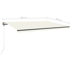 Vidaxl Ručne zaťahovacia markíza s LED 500x300 cm krémová