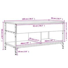 Vidaxl Konferenčný stolík dymový dub 100x50x50 cm kompozit.drevo a kov