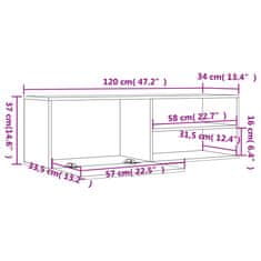 Vidaxl TV skrinka hnedý dub 120x34x37 cm kompozitné drevo