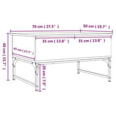 Vidaxl Konferenčný stolík, čierny 70x50x40 cm, kompozitné drevo a kov