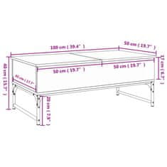 Vidaxl Konferenčný stolík dymový dub 100x50x40 cm kompozitné drevo kov