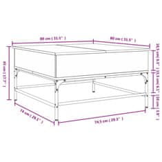 Vidaxl Konferenčný stolík, sivá sonoma 80x80x45cm kompozitné drevo+kov