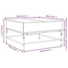 Vidaxl Konferenčný stolík, tmavý dub 80x80x45 cm, kompozitné drevo+kov