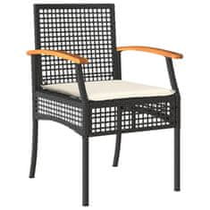 Petromila vidaXL Záhradné stoličky s vankúšmi 4 ks čierne polyratan akácia