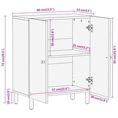 Petromila vidaXL Bočná skrinka 60x33x75 cm masívne mangovníkové drevo