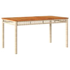 Petromila vidaXL Záhradný stôl béžový 140x80x75 cm polyratan akáciové drevo