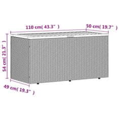 Vidaxl Záhradný úložný box sivý 110x50x54 cm polyratan akáciové drevo