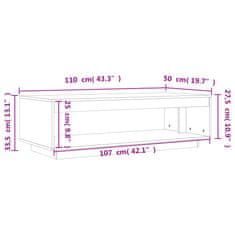 Vidaxl Konferenčný stolík voskovohnedý 110x50x33,5 cm borovicový masív