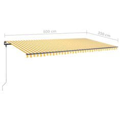 Vidaxl Ručne zaťahovacia markíza s LED 600x350 cm žltá a biela