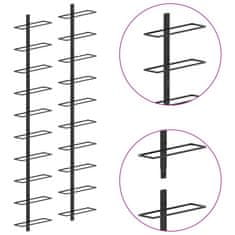 Vidaxl Nástenné stojany na víno na 20 fliaš 2 ks čierne kovové