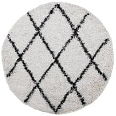 Petromila vidaXL Shaggy koberec PAMPLONA, vysoký vlas, krémovo čierny Ø 280 cm