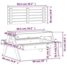Petromila vidaXL Piknikový stôl s pieskoviskom pre deti, masívna duglaska