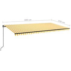 Vidaxl Ručne zaťahovacia markíza s LED 600x350 cm žltá a biela