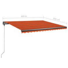 Vidaxl Samostatne stojaca ručná markíza 450x350 cm oranžovo-hnedá