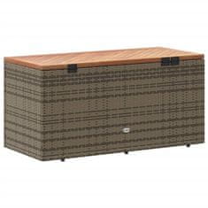 Vidaxl Záhradný úložný box sivý 110x50x54 cm polyratan akáciové drevo