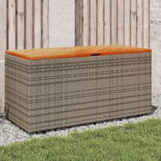 Vidaxl Záhradný úložný box sivý 110x50x54 cm polyratan akáciové drevo