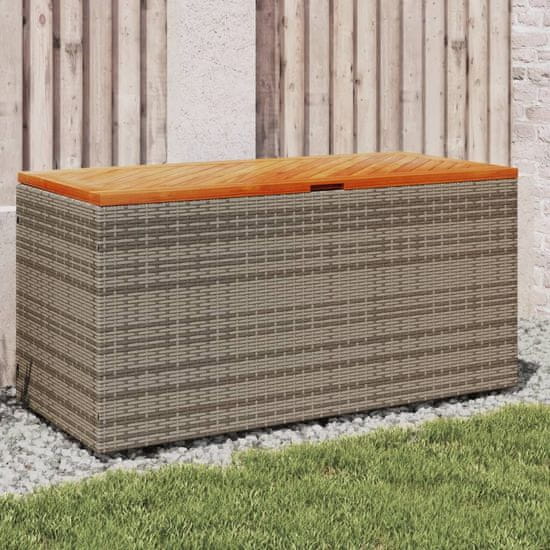 Petromila vidaXL Záhradný úložný box sivý 110x50x54 cm polyratan akáciové drevo