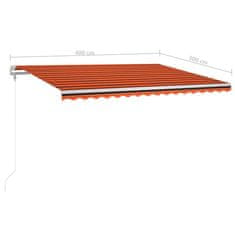 Vidaxl Automatická markíza,LED a senzor vetra 400x300cm,oranžová/hnedá