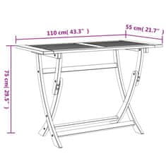 Petromila vidaXL Skladací záhradný stôl 110x55x75 cm akáciový masív