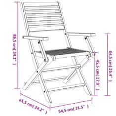 Vidaxl Skladacie záhr. stoličky 4 ks 54,5x61,5x86,5 cm akáciový masív