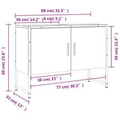 Petromila vidaXL Kúpeľňová umývadlová skrinka hnedý dub 80x33x60 cm komp. drevo