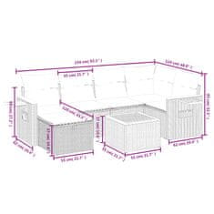 Petromila vidaXL 7-dielna záhr. jedálenská sada s vankúšmi mix béžovej polyratan