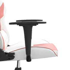 Petromila vidaXL Masážna herná stolička biela a ružová umelá koža