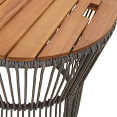 Vidaxl Záhradné bočné stolíky s drevenou doskou 2 ks sivé polyratan