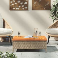 Petromila vidaXL Záhradný stôl béžový 70x70x25 cm ratan a akáciový masív