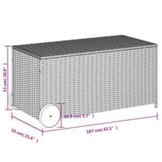 Vidaxl Záhradný úložný box s kolieskami čierny 190 l polyratan