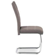 Autronic - Jedálenská stolička, poťah coffee látka, biele prešitie, kovová chrómovaná perová podnož - HC-482 COF2