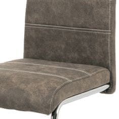 Autronic - Jedálenská stolička, poťah hnedá látka COWBOY v dekore vintage kože, kovová chrómovaná perová podnož - HC