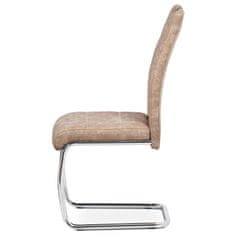 Autronic - Jedálenská stolička, poťah krémová látka COWBOY v dekore vintage kože, kovová chrómovaná perová podnož -