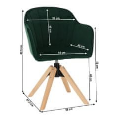 KONDELA Otočné kreslo, velvet látka, smaragd/buk, DALIO