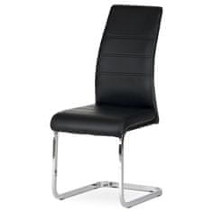 Autronic - Jedálenská stolička, poťah čierna ekokoža, kovová pohupová podnož, lesklý chróm - DCL-408 BK