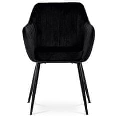 Autronic - Jedálenská stolička, poťah čierna matná zamatová látka, kovové nohy, čierny matný lak - PIKA BK4