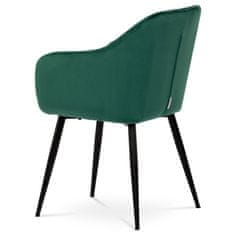 Autronic - Jedálenská stolička, poťah zelená matná zamatová látka, kovové nohy, čierny matný lak - PIKA GRN4