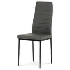 Autronic - Židle jídelní, šedá koženka, černý kov - DCL-372 GREY