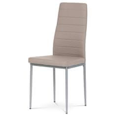 Autronic - Židle jídelní, lanýžová koženka, šedý kov - DCL-377 LAN