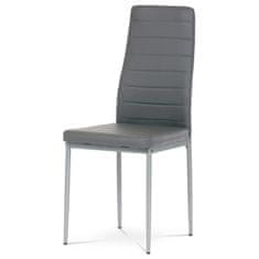 Autronic - Židle jídelní, šedá koženka, šedý kov - DCL-377 GREY